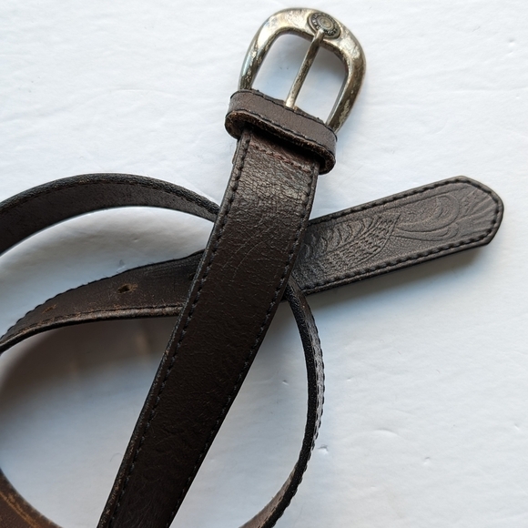 Vintage Levi's leather belt engraved western brown sz M - Picture 5 of 9